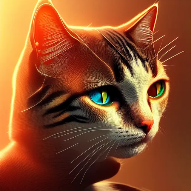 Prompt: epic professional digital art of cat, best on artstation, cgsociety, wlop, Behance, pixiv, cosmic, epic, stunning, gorgeous, much detail, much wow, masterpiece