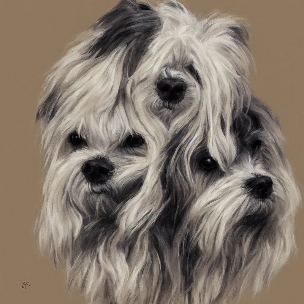 Image similar to a maltese terrier, concept art by yulia zhuchkova, lord raven art print,