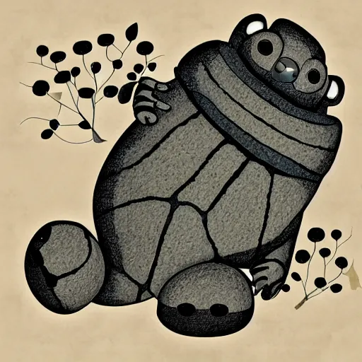 Image similar to tardigrade, water bear, style of charley harper