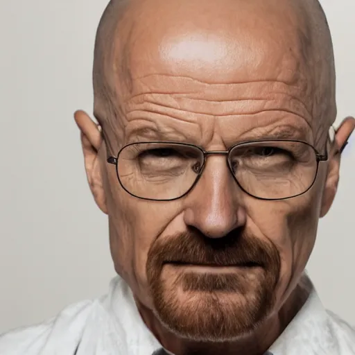 Prompt: portrait photo of walter white, color, studio lighting