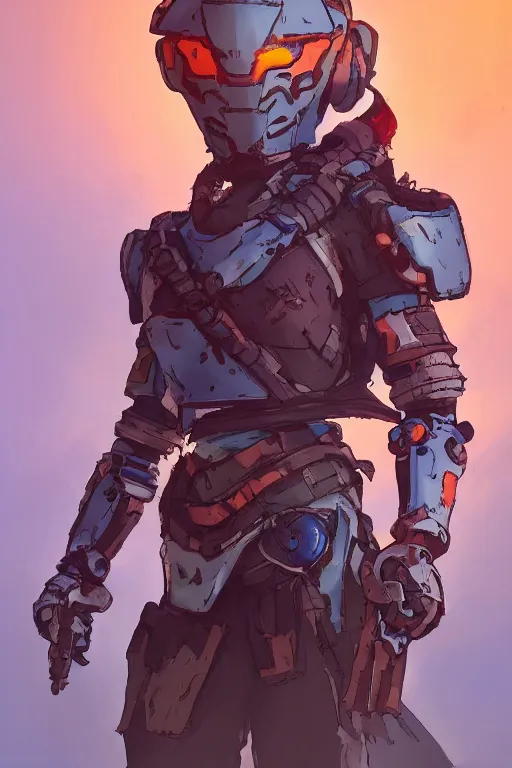 Image similar to combination suit armor aloy horizon forbidden west horizon zero dawn robot ninja mask helmet backpack tribal, art gta 5 comics, official fanart behance hd artstation by jesper ejsing, by rhads, makoto shinkai and lois van baarle, ilya kuvshinov, ossdraws radiating a glowing aura cgi rtx 2 0 2 2