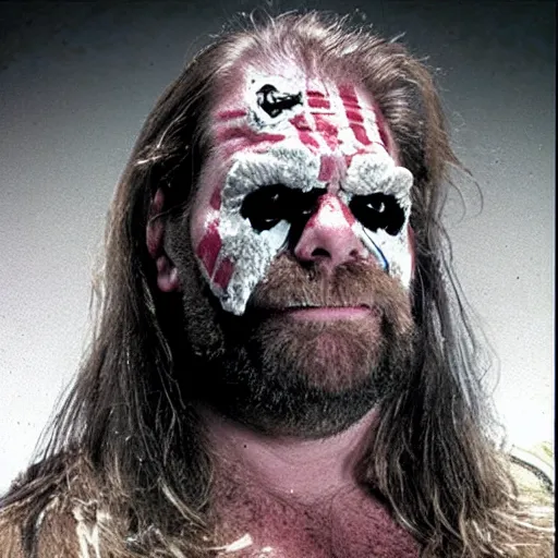 Image similar to hacksaw jim duggan as a horror movie villain