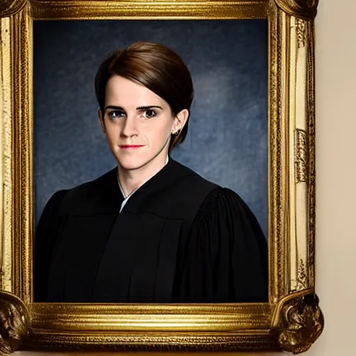 Image similar to us supreme court chief justice emma watson, official government photo, photo by cameldeath