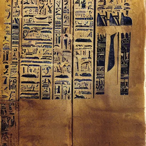 Image similar to ancient egyptian manuscript with pictures of airplanes