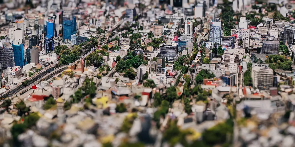 Prompt: a miniature diorama of downtown santiago de chile, macro photography