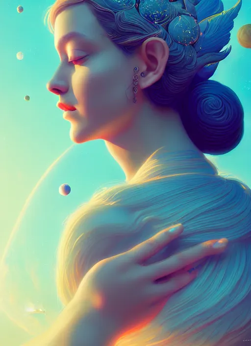 a beautiful goddesses, profile, planets, sky, dream, | Stable Diffusion ...