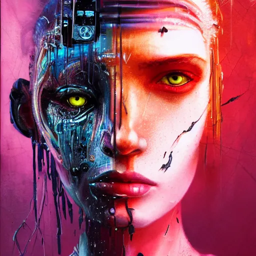 Image similar to portrait of Slade, cameras, melting ,8k,by tristan eaton,Stanley Artgermm,Tom Bagshaw,Greg Rutkowski,Carne Griffiths, Ayami Kojima, Beksinski, Giger,trending on DeviantArt,face enhance,hyper detailed,minimalist,cybernetic, android, blade runner,full of colour W 1024