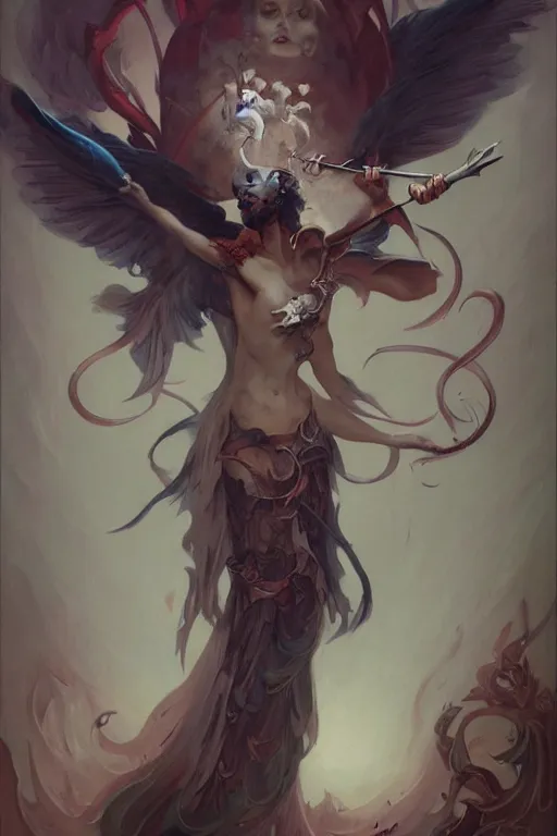 Image similar to Death spirit by Peter Mohrbacher in the style of Gaston Bussière, Art Nouveau