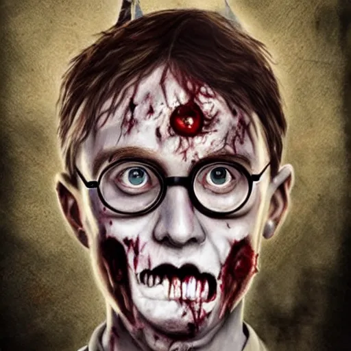 Image similar to zombie harry potter realistic portrait detailed