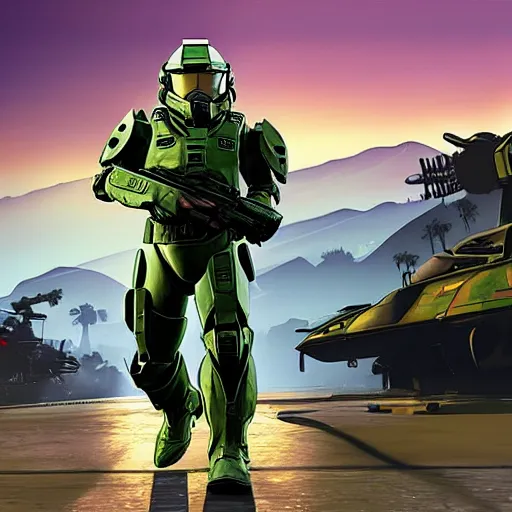 Master Chief in gta v cover art | Stable Diffusion | OpenArt