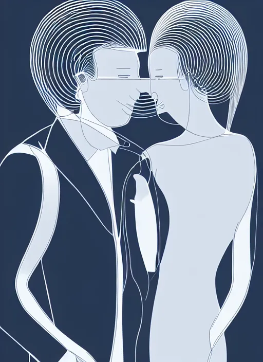 Prompt: style of santiago calatrava, perfectly centered symmetrical balanced male and female portrait of man and woman in love sharing one heart. high coherence ; 3 d cartoon 8 k ultra hd