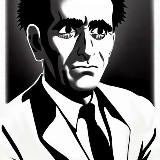 Prompt: portrait of rod serling in the style of death note