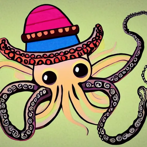 Prompt: octopus with a sombrero