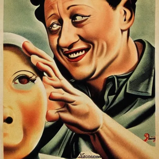 Image similar to rob schneider on 1 9 4 0 german propaganda poster. beautiful. highly detailed. intricate artwork. illustration. propaganda