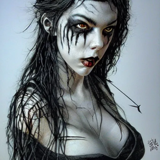 Image similar to portrait of anya taylor joy as death from sandman, by luis royo