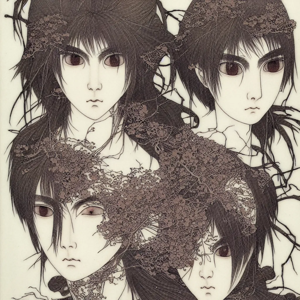 Prompt: prompt: portrait human Fragile looking character portrait face drawn by Takato Yamamoto, mystic eyes ceramic looking face, inspired by Evangeleon, clean ink detailed line drawing, intricate detail, manga 1980, portrait composition