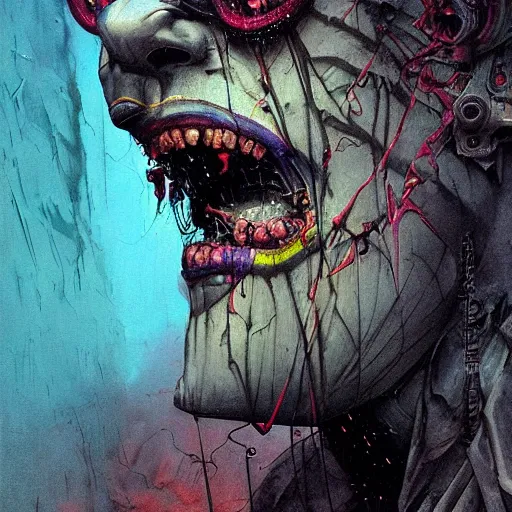 Image similar to portrait of Gargoyle, cameras, melting ,8k,by tristan eaton,Stanley Artgermm,Tom Bagshaw,Greg Rutkowski,Carne Griffiths, Ayami Kojima, Beksinski, Giger,trending on DeviantArt,face enhance,hyper detailed,minimalist,cybernetic, android, blade runner,full of colour