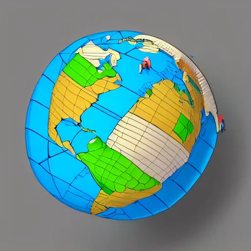 Prompt: isometric globe conept in a cartoony style, 3 d render