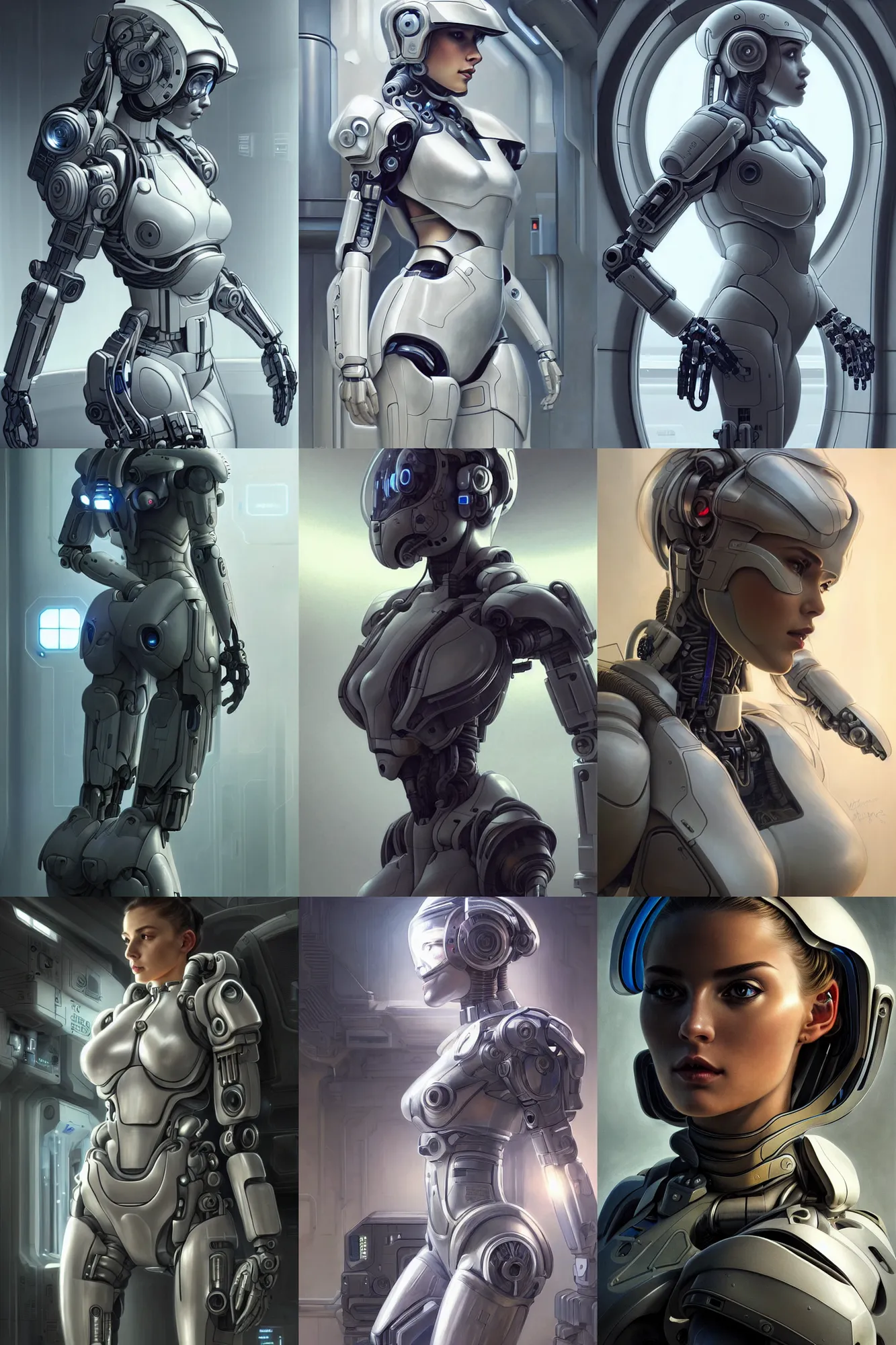 Prompt: Ultra realistic illustration, incredibly beautiful woman wearing a sci-fi mech suit, in a futuristic super advanced military medical bay, gorgeous figure, beautiful face, cyberpunk, sci-fi, fantasy, intricate, elegant, highly detailed, digital painting, artstation, concept art, smooth, sharp focus, illustration, art by artgerm and greg rutkowski and alphonse mucha