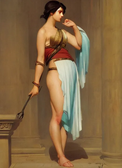 Prompt: full body painting of an ancient greek, by ilya kuvshinov, by thomas lawrence, by bayard wu