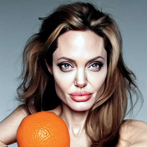 Image similar to angelina jolie face on an ( orange )