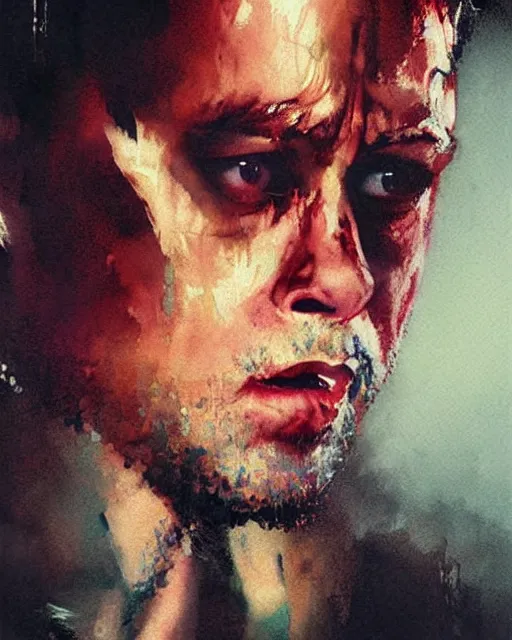 Prompt: cat in fight club, cat tyler durden, airbrush, drew struzan illustration art, by greg rutkowski key art, movie poster