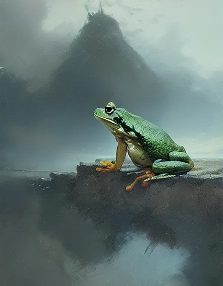 Image similar to a frog apocalipsis by Ruan Jia, oil on canvas, artstation, dramatic scenery, masterpiece, aesthetic