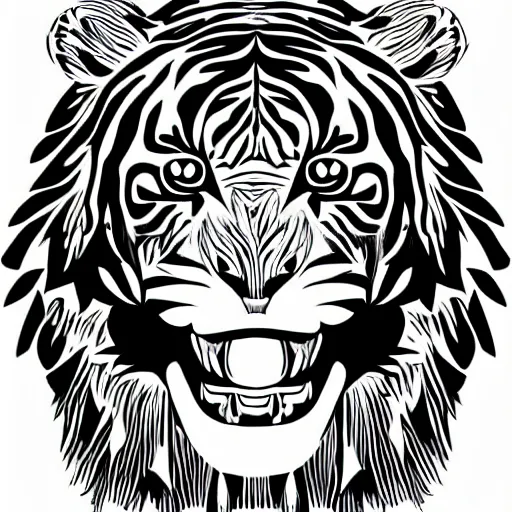 Image similar to anthropomorphized sabertooth tiger illustration, simple with cartoon style, large tusks