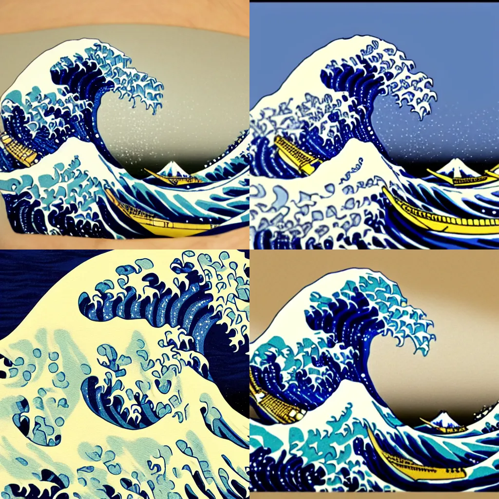 Prompt: The Great Wave off Kanagawa as a hand, 4k