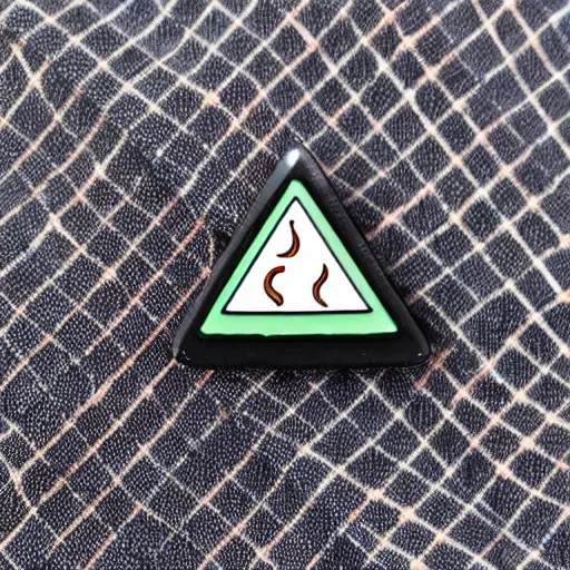 Image similar to a triangle enamel pin of a fire hazard label, smooth curves