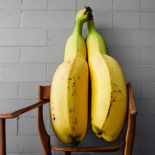 Prompt: a realistic banana chair an apple is sitting on it