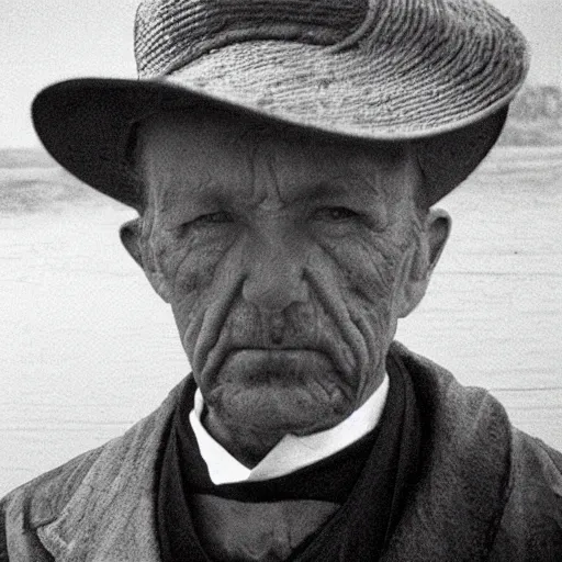 Image similar to dark intense fisherman portrait victorian black and white