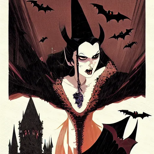 Prompt: scary vampire witch, evil, cinematic, powerful, super detailed and intricate, by koson ohara, by darwyn cooke, by greg rutkowski, by satoshi kon