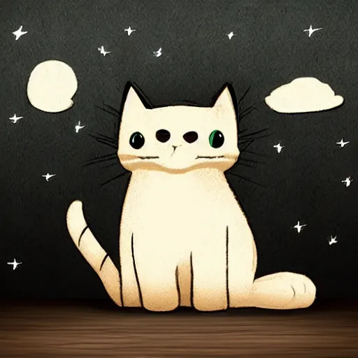 Prompt: cute cat,on a dark and windy night,3d,cartoon