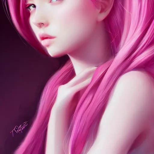 Image similar to teen girl, pink hair, gorgeous, amazing, elegant, intricate, highly detailed, digital painting, artstation, concept art, sharp focus, illustration, art by Ross tran