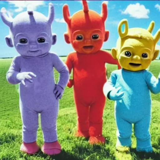 Image similar to teletubbies, got style, creepy, odd, weird, weird, weird, photo