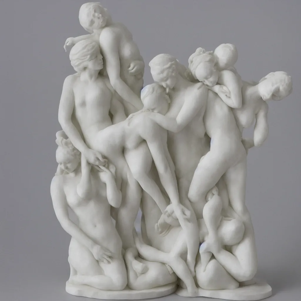 Image similar to Over lapping women white marble sculpture