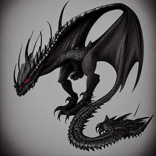 Image similar to A black evil dragon, digital art