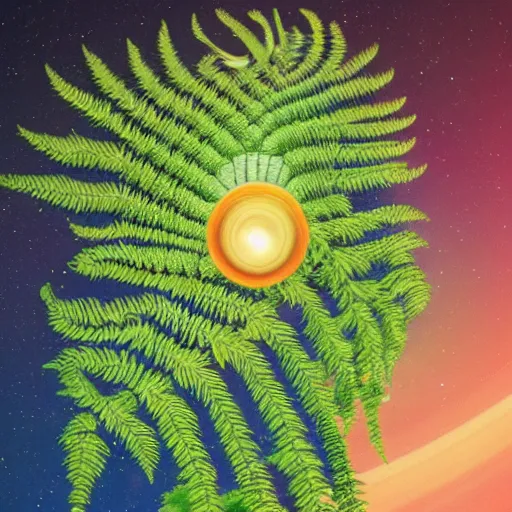 Prompt: my head got replaced with saturn, my mom is going to be so mad, by john philip falter, trending on artstation a seahorse made out of ferns and fractal patterns, 8 k resolution