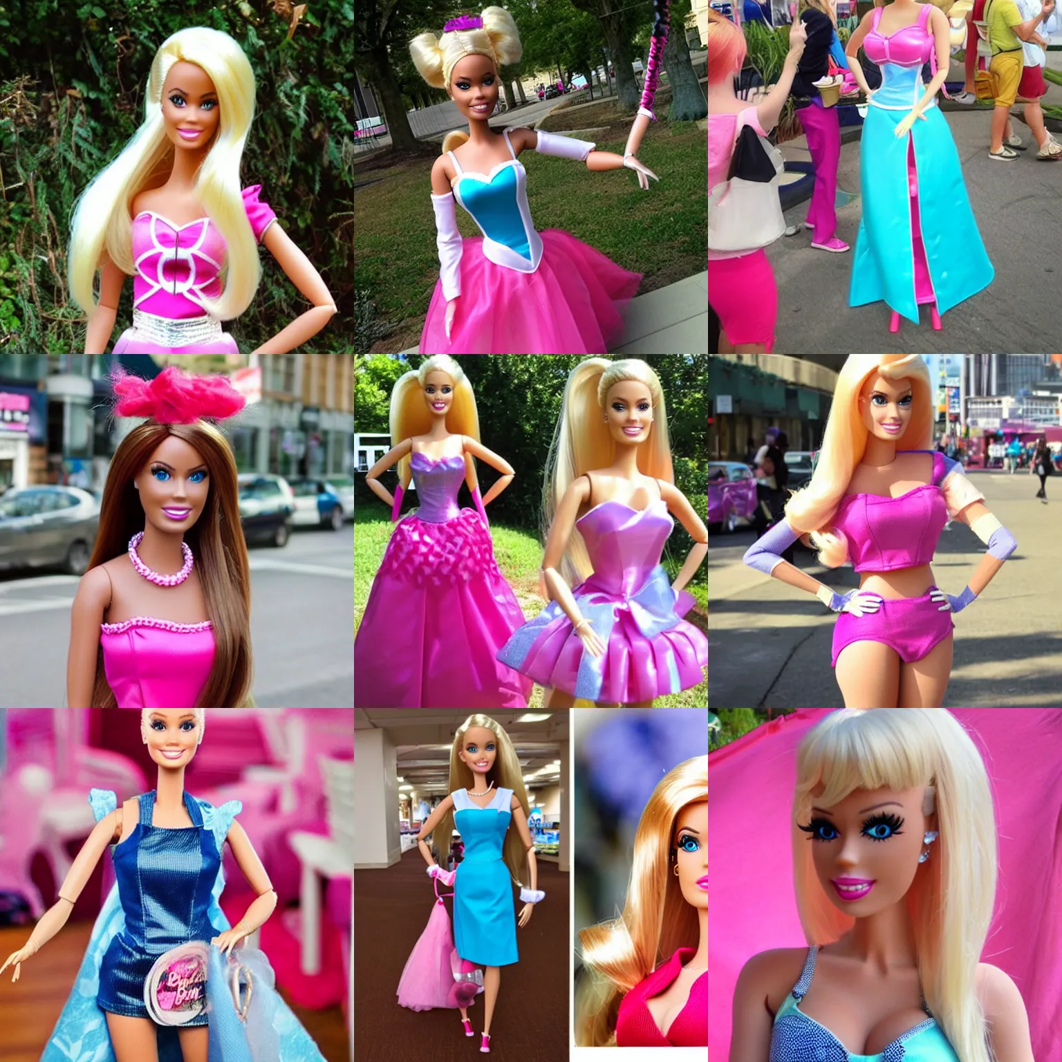 Prompt: woman cosplaying as barbie