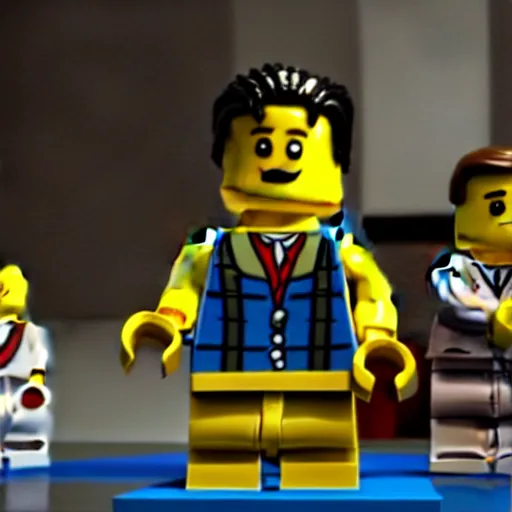 Prompt: a movie still from the lego version of fight club, move still, cinematic, dramatic, David fincher