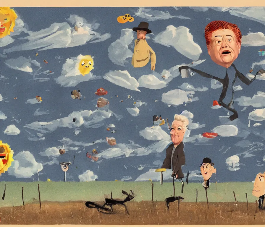 Prompt: david lynch's weather report in the style of pixar