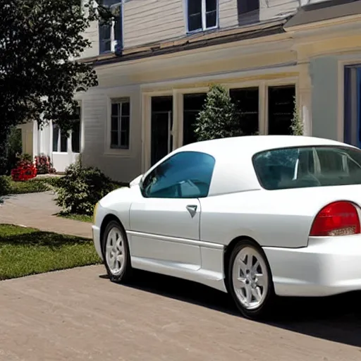 Image similar to a mid 2000s car with its doors replaced with white wooden doors