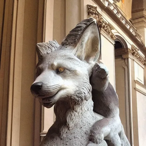 Image similar to “ capitoline wolf ” statue with a fox instead of a wolf