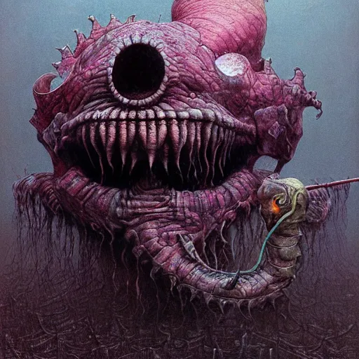 Prompt: humanoid angler fish, gothic, warhammer, colorful, highly detailed, artstation, digital art by zdislav beksinski and wayne barlowe