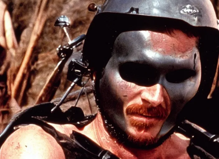 Image similar to film still of Christian Bale as Max in Mad Max 1979