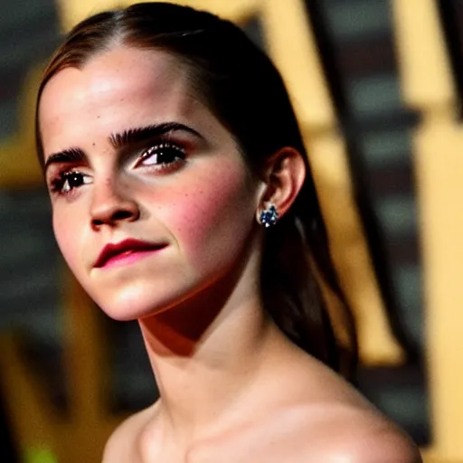 Prompt: portrait photograph of emma watson but her skin is avocado skin