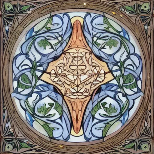 Image similar to beautiful art nouveau painting of companion - cube!!!!!!!!!!!!!!!!! companion - cube!!!!!!!!!!!!!!!!!, by william morris, gaudy colors. intricate linework. sharp edges.