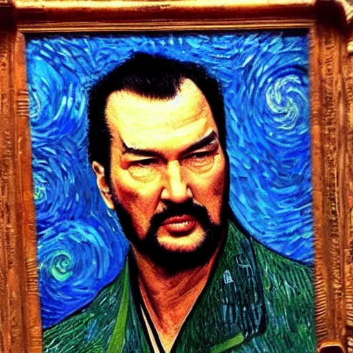 Image similar to steven seagal in the style of a van gogh painting