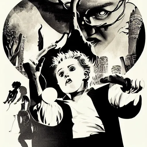 Prompt: A Lost Boys movie poster by Saul Bass. Vampires